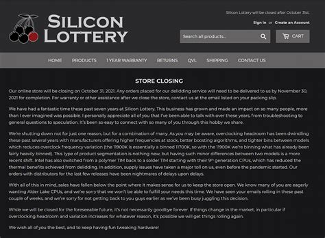 Silicon Lottery Closing after Seven Years Due to Dwindling .